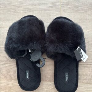 Ardene Plush Black Slippers for Women